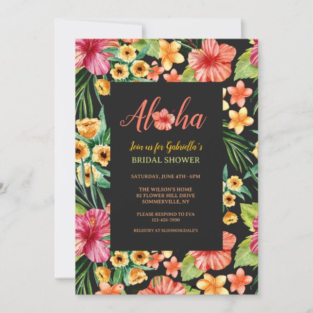 Tropical Floral Frame Bridal Shower Invitation (Front)