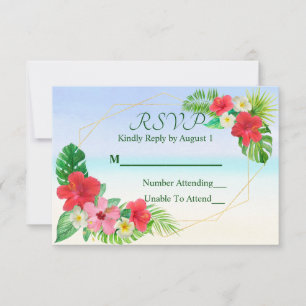 Tropical Floral Geometric Wedding RSVP Card