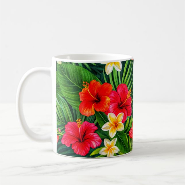 Tropical Floral Gift – Colourful Hibiscus  Coffee Mug (Left)