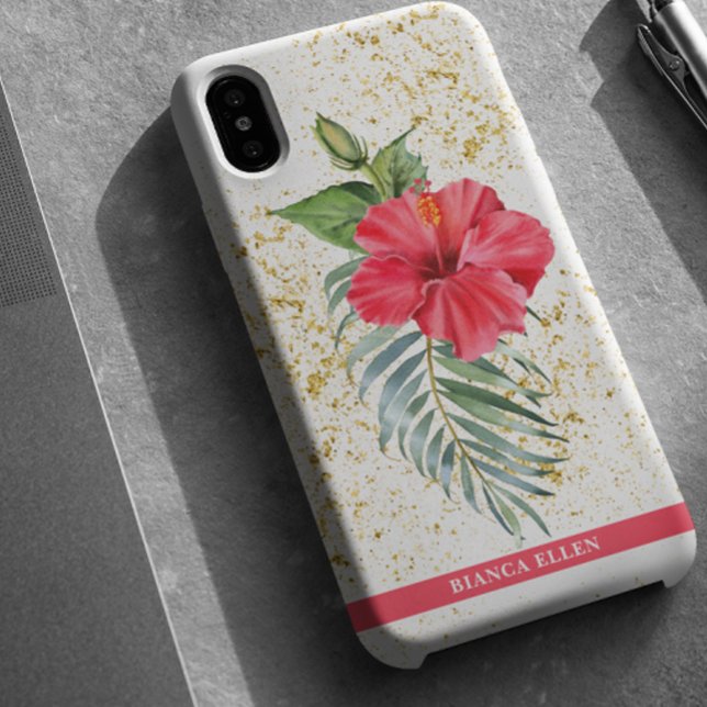 Tropical Floral Gold Sparkles Case-Mate iPhone Case (Creator Uploaded)