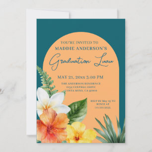 Tropical Floral Graduation Party Invitation