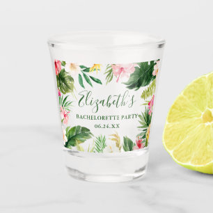 Tropical Floral Green Bachelorette Party Shot Glass
