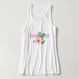 Tropical Floral Greenery Add Your Name Singlet