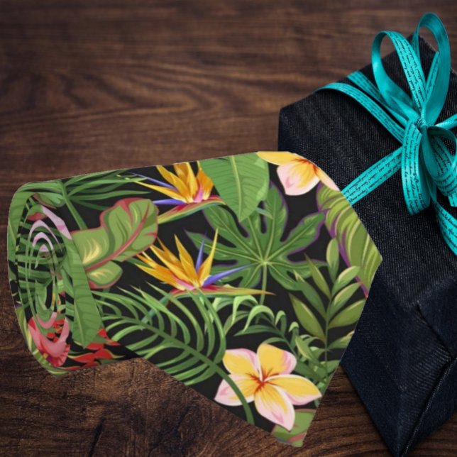Tropical Floral Greenery Aloha Hawaii Hawaiian Tie (Creator Uploaded)