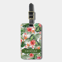 Tropical Floral Greenery Custom Named Personalized