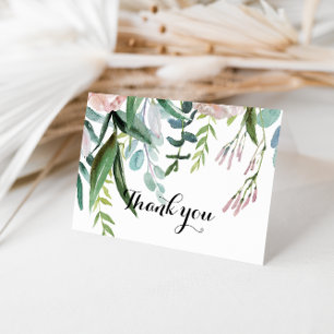 Tropical Floral & Greenery Wedding Thank You Card