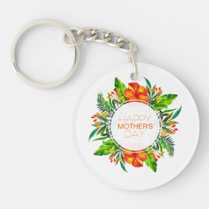 Tropical Floral Happy Mother's Day Keychain