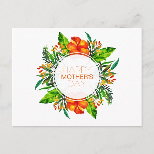 Tropical Floral Happy Mother's Day | Postcard (Front)