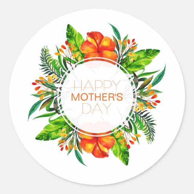 Tropical Floral Happy Mother's Day | Sticker (Front)