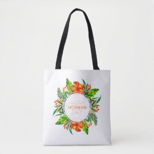 Tropical Floral Happy Mother's Day   Tote Bag