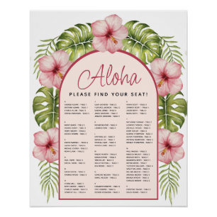 Tropical Floral Hawaii Alphabetical Seating Chart