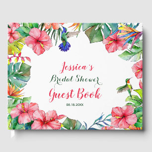 Tropical Floral Hawaiian Bridal Shower Guest Book
