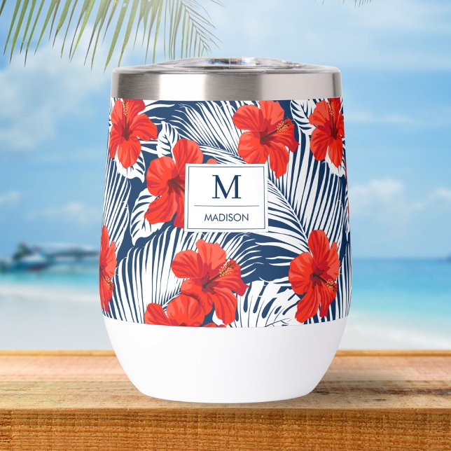 Tropical Floral Hibiscus Flower Custom Monogram (Creator Uploaded)
