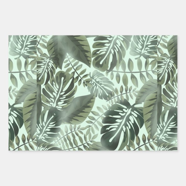 Tropical floral hibiscus flowers  wrapping paper sheet (Front)