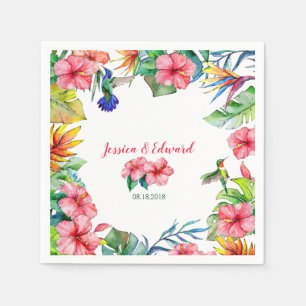 Tropical Floral Hibiscus Hawaiian Wedding Napkin