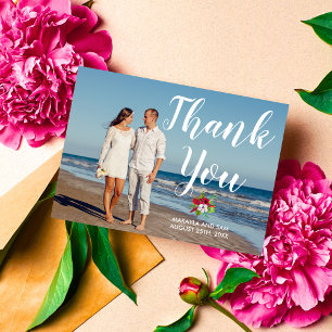 Tropical Floral Hibiscus Island Wedding Thank You