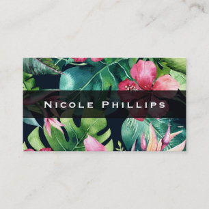 Tropical Floral Hibiscus Leaves Hawaiian Tropics Business Card