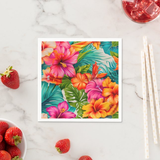 Tropical Floral Hibiscus  Napkin (Insitu)