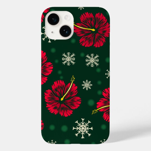 Tropical Floral Hibiscus Snowflakes Christmas |  Case-Mate iPhone Case (Back)