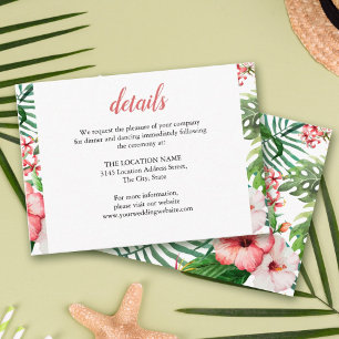 Tropical Floral Hibiscus Wedding Details Enclosure Card