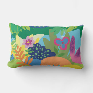 Tropical floral illustration, summer flowers lumbar cushion