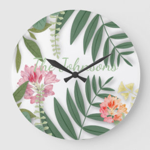 Tropical Floral  Large Clock