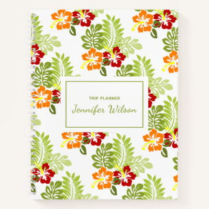 Tropical Floral Leaves Pattern Trip Planner Notebook