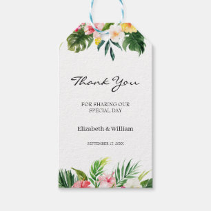 Tropical Floral & Leaves Wedding Favour Thank You Gift Tags
