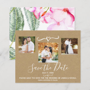 Tropical Floral Leaves Wedding Photo Save the Date