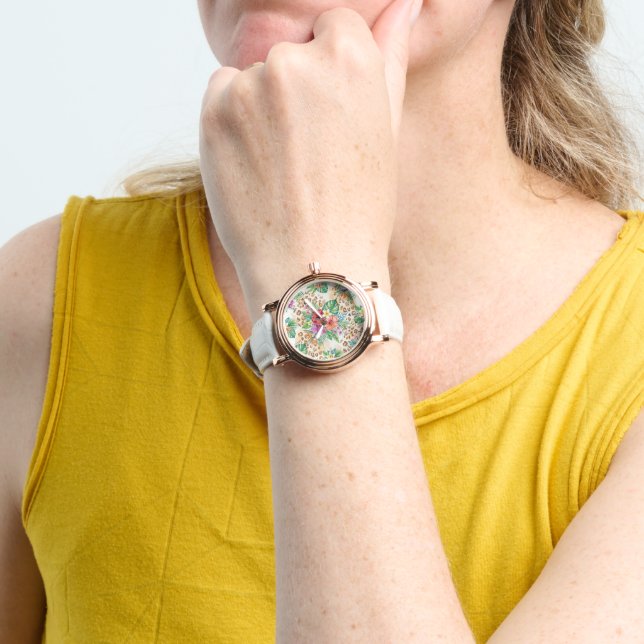 Tropical Floral Leopard Print Pattern Watch (Wrist)