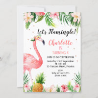 Tropical Floral Let's Flamingle Birthday