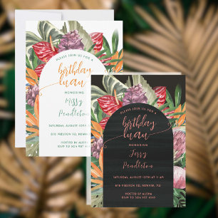 Tropical Floral Luau Birthday Invitation