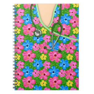 Tropical Floral Medical Scrubs Spiral Notebook