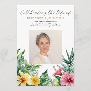 Tropical Floral Memorial Funeral Order Of Service Programme