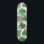 Tropical Floral Modern Girly Personalised Skateboard<br><div class="desc">Tropical Floral Modern Girly Personalised Skateboard features a modern colourful tropical floral background with your personalised name in modern purple script. Personalise by editing the text in the text box provided. Designed by ©Evco Studio www.zazzle.com/store/evcostudio</div>