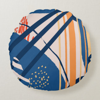 Tropical Floral: Modern Header Round Cushion