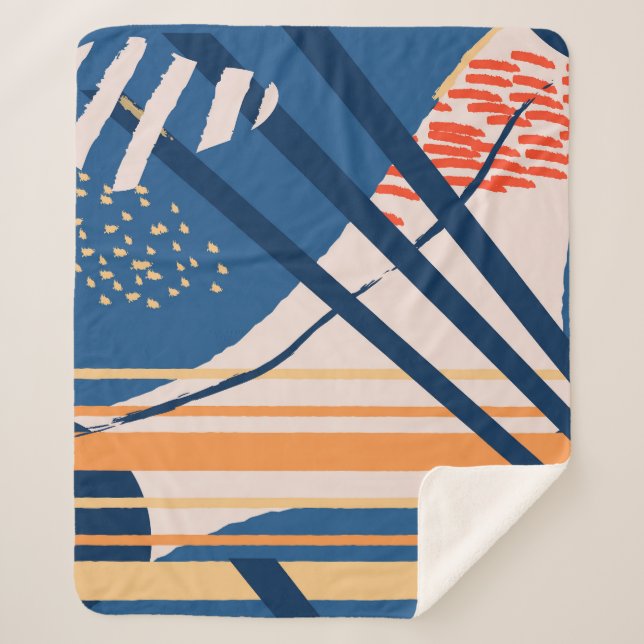 Tropical Floral: Modern Header Sherpa Blanket (Front)
