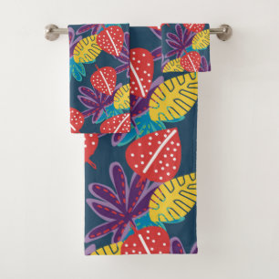 Tropical floral modern multicolor exotic bath towel set