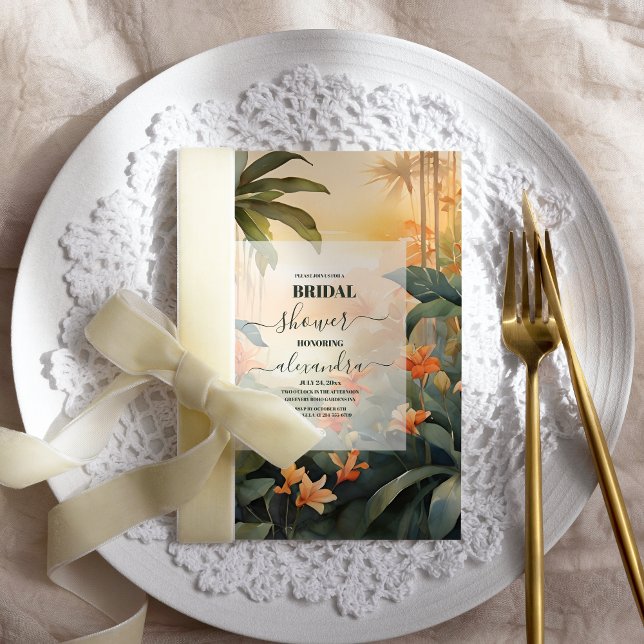 Tropical Floral Modern Summer Bridal Shower Invitation (Creator Uploaded)
