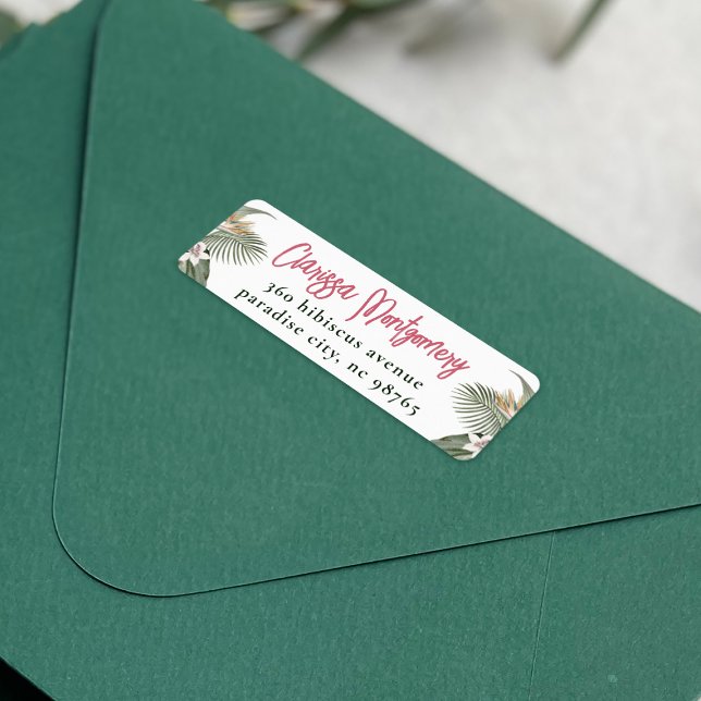 Tropical Floral Modern Summer Return Address (Return Address Label Mock-up)