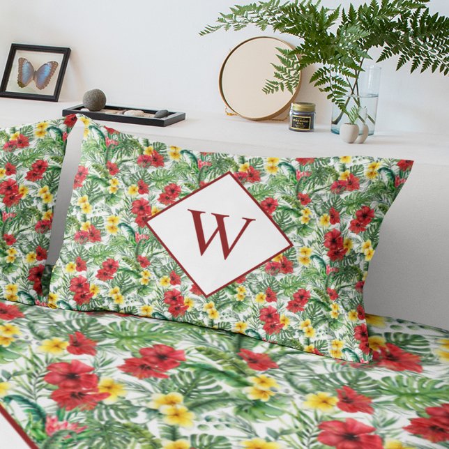 Tropical Floral Monogram Pillowcase (Creator Uploaded)