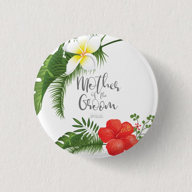 Tropical Floral Mother of the Groom ID475 3 Cm Round Badge (Front)