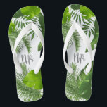 Tropical Floral Mr Groom ID475 Jandals<br><div class="desc">Create special flipflops for the groom with this beautiful design featuring lush tropical foliage. The eye-catching 'mr' script text is optional and can be deleted to use the template for other occasions.  Search ID475 to see other products with this design including matching wedding stationery and more.</div>