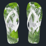 Tropical Floral Mr Groom ID475 Jandals<br><div class="desc">Create special flipflops for the groom with this beautiful design featuring lush tropical foliage. The eye-catching 'mr' script text is optional and can be deleted to use the template for other occasions.  Search ID475 to see other products with this design including matching wedding stationery and more.</div>