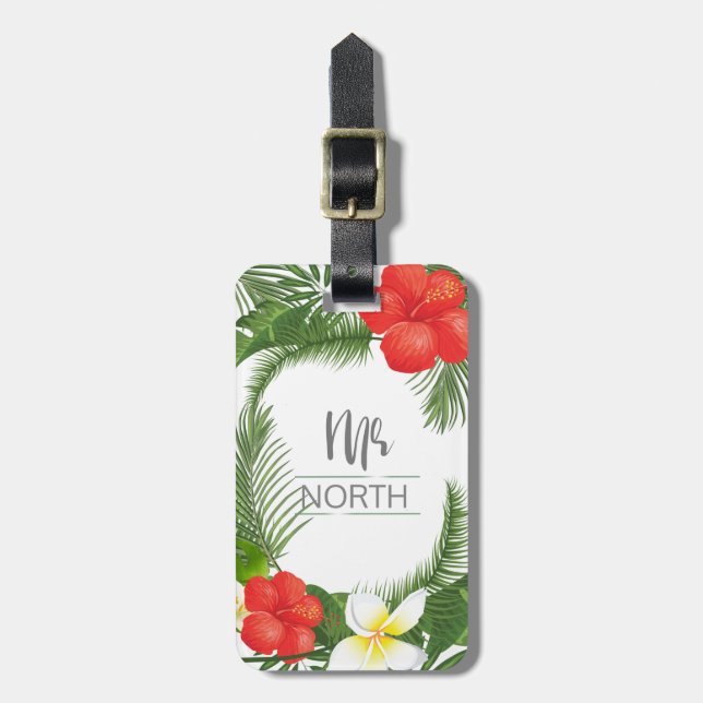 Tropical Floral Mr Groom ID475 Luggage Tag (Front Vertical)