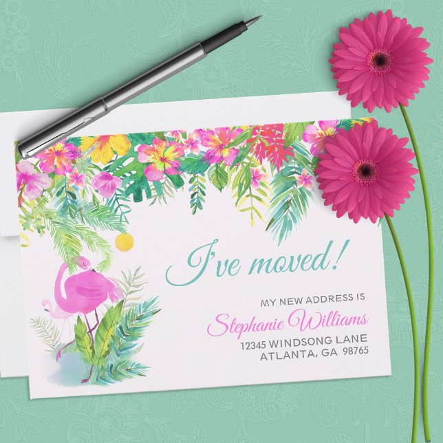 Tropical Floral New Address Invitation (Creator Uploaded)