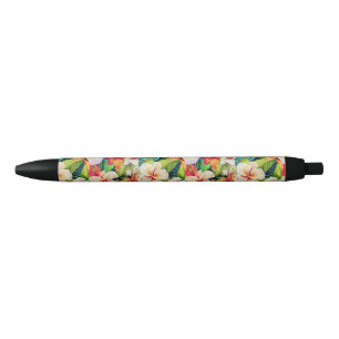 Tropical Floral Oil Painting Style Black Ink Pen