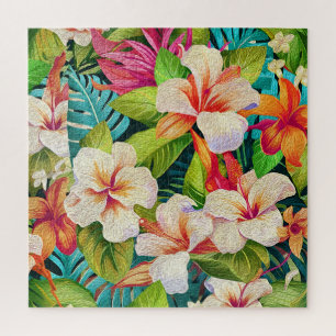 Tropical Floral Oil Painting Style Jigsaw Puzzle