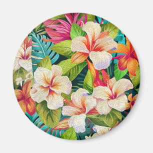 Tropical Floral Oil Painting Style Magnet