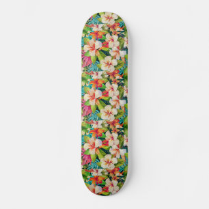 Tropical Floral Oil Painting Style Skateboard